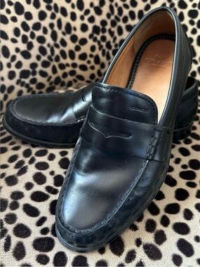 Coach Tim- Mens Black Leather Loafers